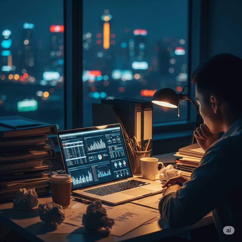 Büro Atmosphäre Überstunden © Google AI