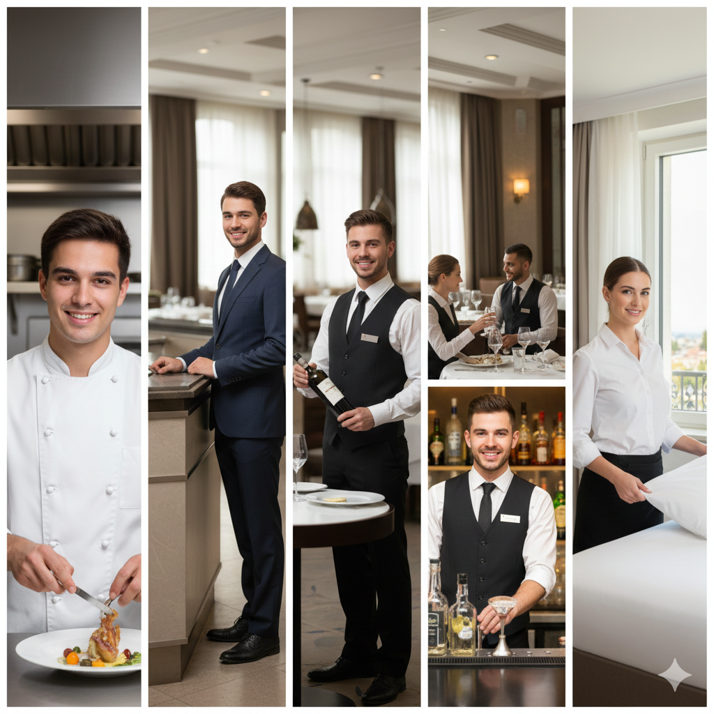 Top 5 Ausbildungen im Hotel- & Gastrobereich &copy; Google AI