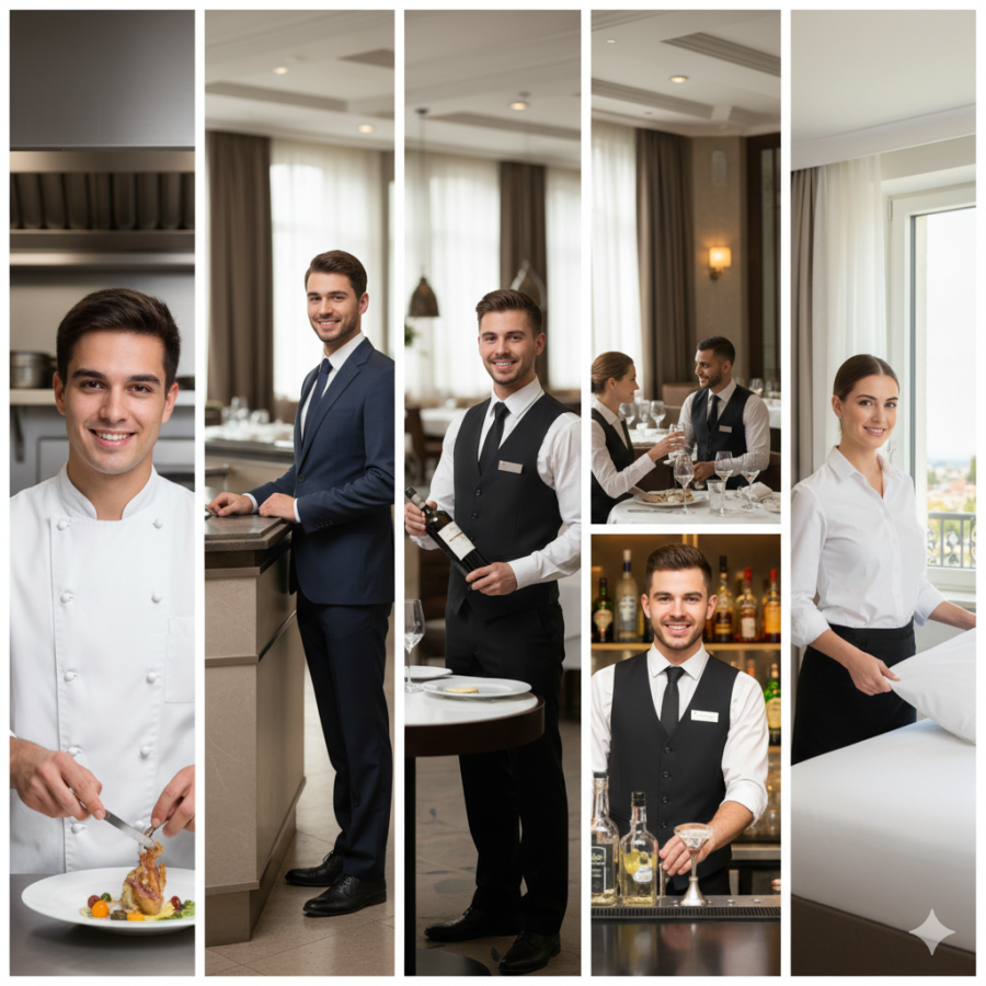 Top 5 Ausbildungen im Hotel- & Gastrobereich © Google AI Top 5 Ausbildungen im Hotel- & Gastrobereich © Google AI